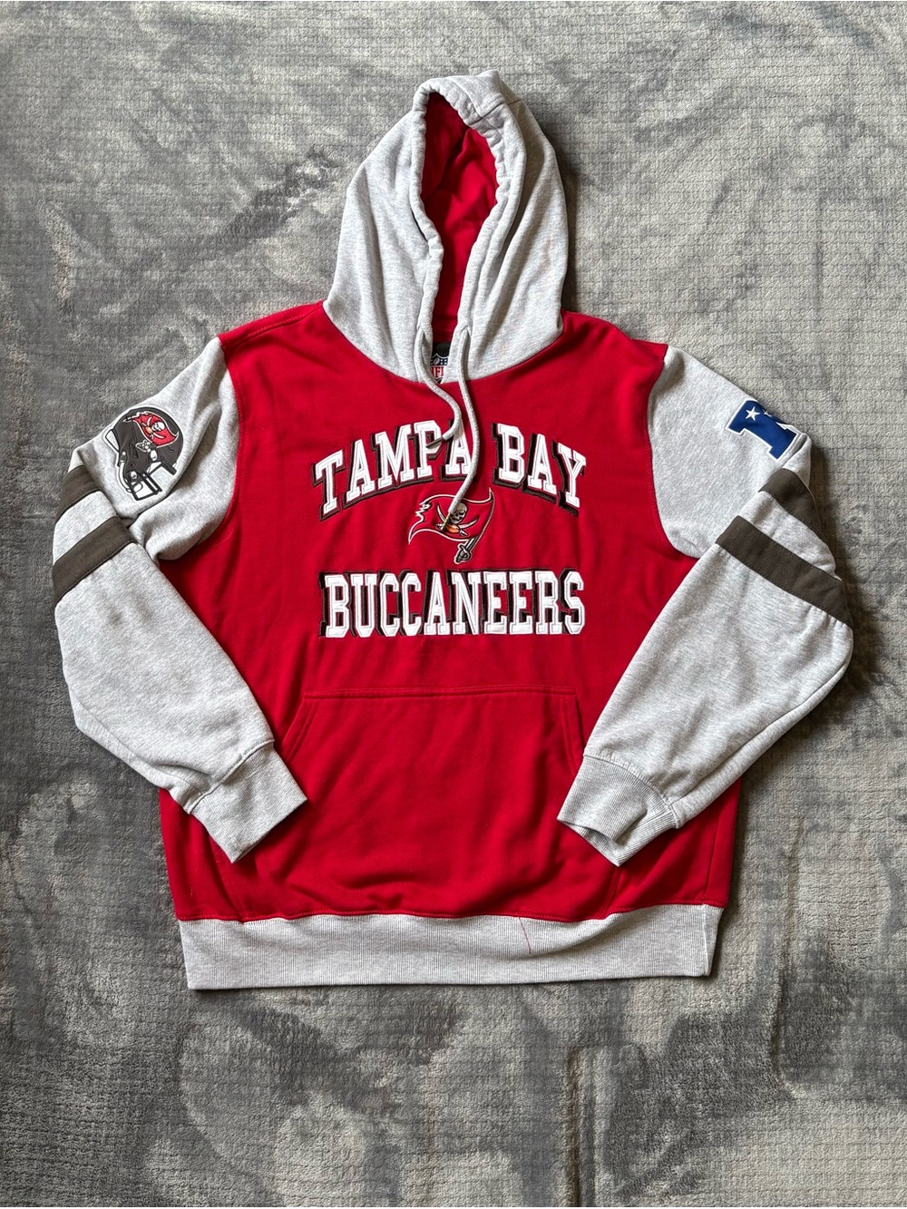 NFL Tampa Bay Buccaneers Red/Gray Pullover Retro Hoodie Sweatshirt Mens XXL